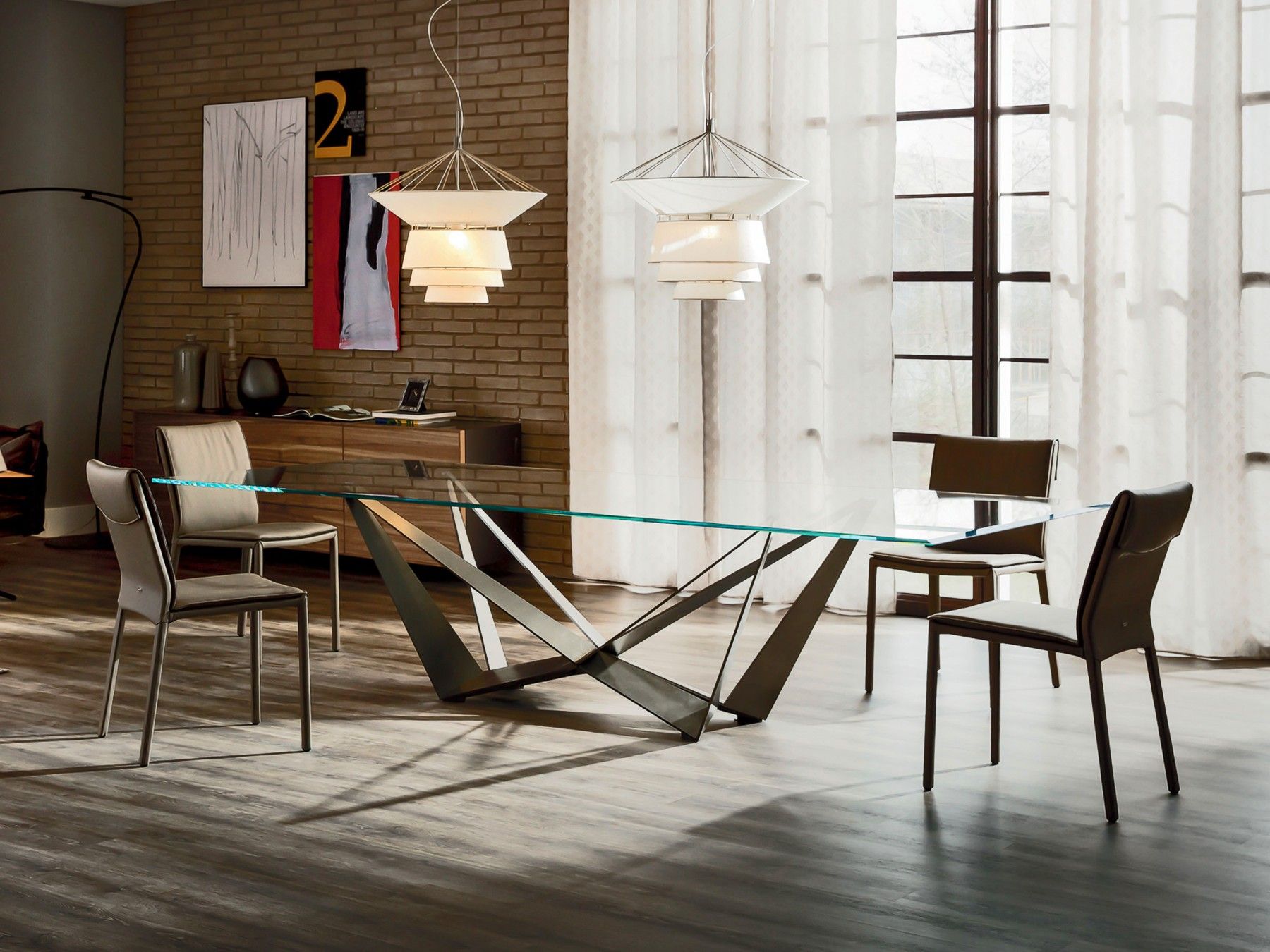 стол cattelan italia scorpio со стеклянной столешницей